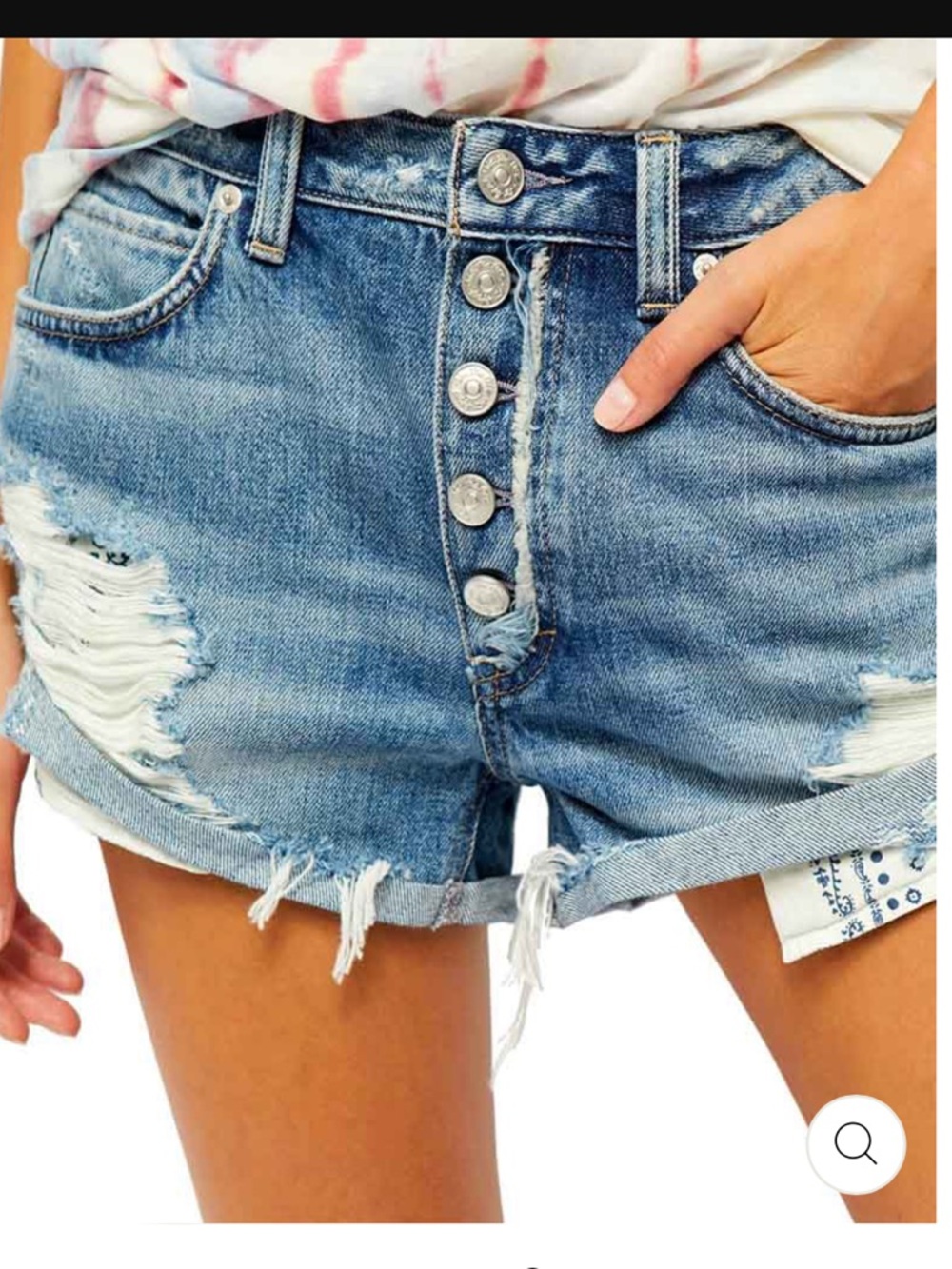 We The Free Free People Romeo Rolled Cut Off Button-Fly Denim Shorts Beach Break